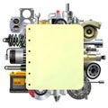 Vector Paper Sheet with Car Parts Royalty Free Stock Photo