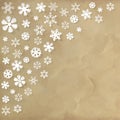 Vector paper Snowflakes in the corner on a crumpled paper brown background. Royalty Free Stock Photo