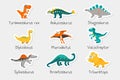 Vector Paper Stickers. Cute Funny Dinosaurs and Titles - T-rex, Stegosaurus, Velociraptor, Pterodactyl, Brachiosaurus Royalty Free Stock Photo