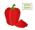 Vector paprika set - red bell pepper, pile of condiment