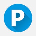 Vector parking icon, includes inscription P with a flat shadow.