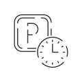 Vector parking line icon car service motor transport, driver, travel, traffic sign. Car park place and pay for