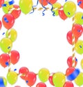 Vector party, celebration for anniversary border with colorful hanging garlands, streamers and balloons ballons,  celebrate Royalty Free Stock Photo