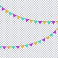 Vector party flags in colourfull pastel palette and transparent background Royalty Free Stock Photo