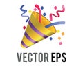 Vector party popper icon with colorful confetti, streamers for celebrations and occasions