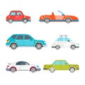 Vector passenger cars set in flat style Royalty Free Stock Photo