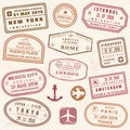 Vector passport stamps Royalty Free Stock Photo