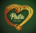 Vector pasta in the form of heart.. Traditional dish of Italian cuisine