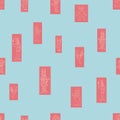 Vector pastel blue anthropomorphic characters in fun rectanglar shapes seamless pattern background