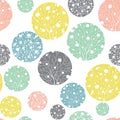 Vector Pastel Colorful Circles Dots Seamless Pattern Background With Spring Trees Texture. Perfect for neutral nursery