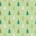 Pastel Green Christmas Trees seamless repeat pattern background Royalty Free Stock Photo