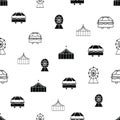 Vector black and white carnival elements seamless repeat pattern