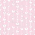 Vector pastel pink butterfly seamless stripe pattern background Royalty Free Stock Photo