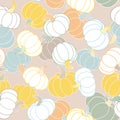 Vector pastel seamless pattern with pumpkins. Repeated background.