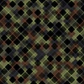 Vector patchwork background with brown khaki and olive tiles geometric ornament