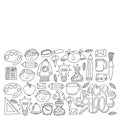 Vector pattern with back to school icons for posters, banners, covers. Kids, children education. Royalty Free Stock Photo