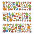 Vector pattern for backgrounds. Cute gardening. Icons for banners.