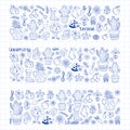 Cute gardening. Icons for banners. Vector pattern for backgrounds.