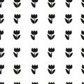 Vector pattern beautiful black silhouettes flowers tulips