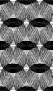 Vector pattern with black graphic lines, kaleidoscope abstract b