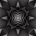 Vector pattern with black graphic lines, kaleidoscope abstract