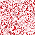Vector pattern with branches and berries. In red. Royalty Free Stock Photo