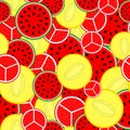 Vector pattern of bright fruits.