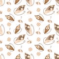 Vector pattern brown bags of glasing nuts, cookies and zephir