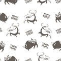 Vector pattern with bulls. Corrida.