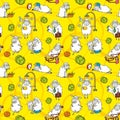 Vector pattern with cartoon sheep