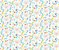 Vector pattern with cats and flowers.