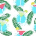 Vector pattern with classic and strawberry Margarita cocktails.