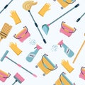 Vector pattern of cleaning tools. Cleaning service.