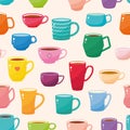 Vector pattern with colored cups