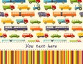 Vector pattern with colorful flat car icons and place for text. Royalty Free Stock Photo