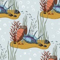 Vector pattern with coral reef.