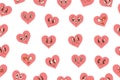 Vector pattern with cute cartoon pink hearts.Seamless pattern for Valentine's Day. Trendy retro cartoon heart Royalty Free Stock Photo