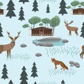 Pattern with cute forest animals. Royalty Free Stock Photo