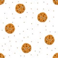 Vector pattern. Cute smiling cookies. Oatmeal cookies with chocolate.