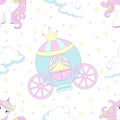 Vector pattern with cute unicorns. Magical background with little unicorns.