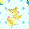 Vector pattern with cute unicorns. Magical background with little unicorns.