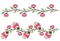 Vector pattern design in the styles of Ukrainian folk traditional embroidery. Hand draw vignette flowers elements and