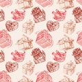 Seamless background of the various gift boxes Royalty Free Stock Photo
