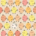 Vector pattern with Easter chicks and bunny. Easter hunting. Cute, kawaii Royalty Free Stock Photo