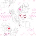 Vector pattern: fashion girls