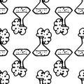 A pattern from a flask with foamed liquid. seamless pattern from a chemical experiment in the style of doodles transparent flask