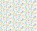 Vector pattern with flowers and cats.