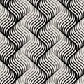 Vector pattern with geometric waves. Endless stylish texture. Ripple monochrome background repeating linear in different size