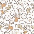 Vector   pattern with ginger cookies Royalty Free Stock Photo