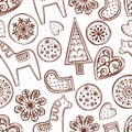 Vector   pattern with ginger cookies Royalty Free Stock Photo